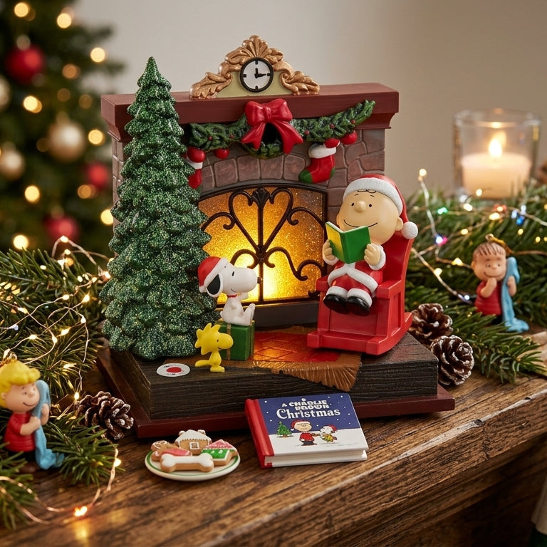 Peanuts® Santa Charlie Brown Musical Fireplace 🎅– Lighted & Musical Table piece 🎅