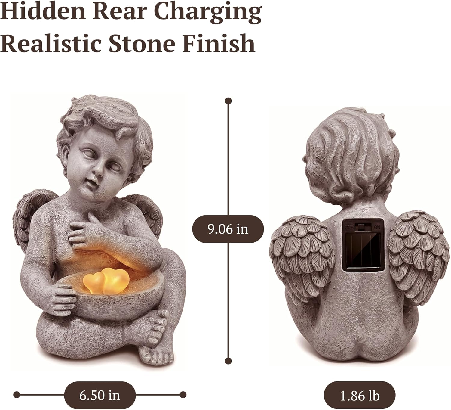 NEW ITEM  ~ 🌷Solar Angel Statue with mini Bird Feeder – 9" Resin Garden Angel with Solar Light