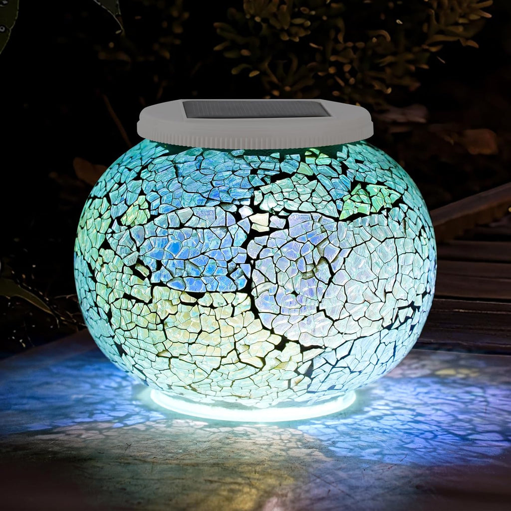 ARRIVING JUNE 4th💙Beautiful Solar Mosaic Glass Orb – Multi-Color‑Changing Garden & Table Lamp