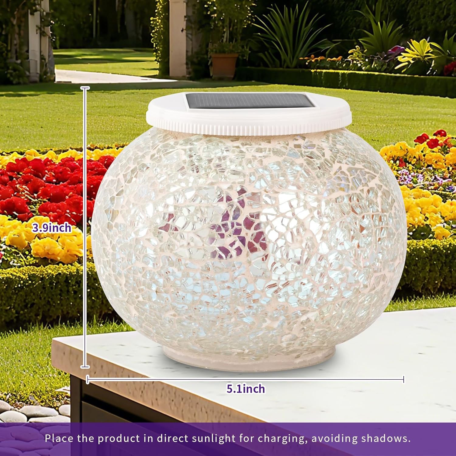 ARRIVING JUNE 4th💙Beautiful Solar Mosaic Glass Orb – Multi-Color‑Changing Garden & Table Lamp