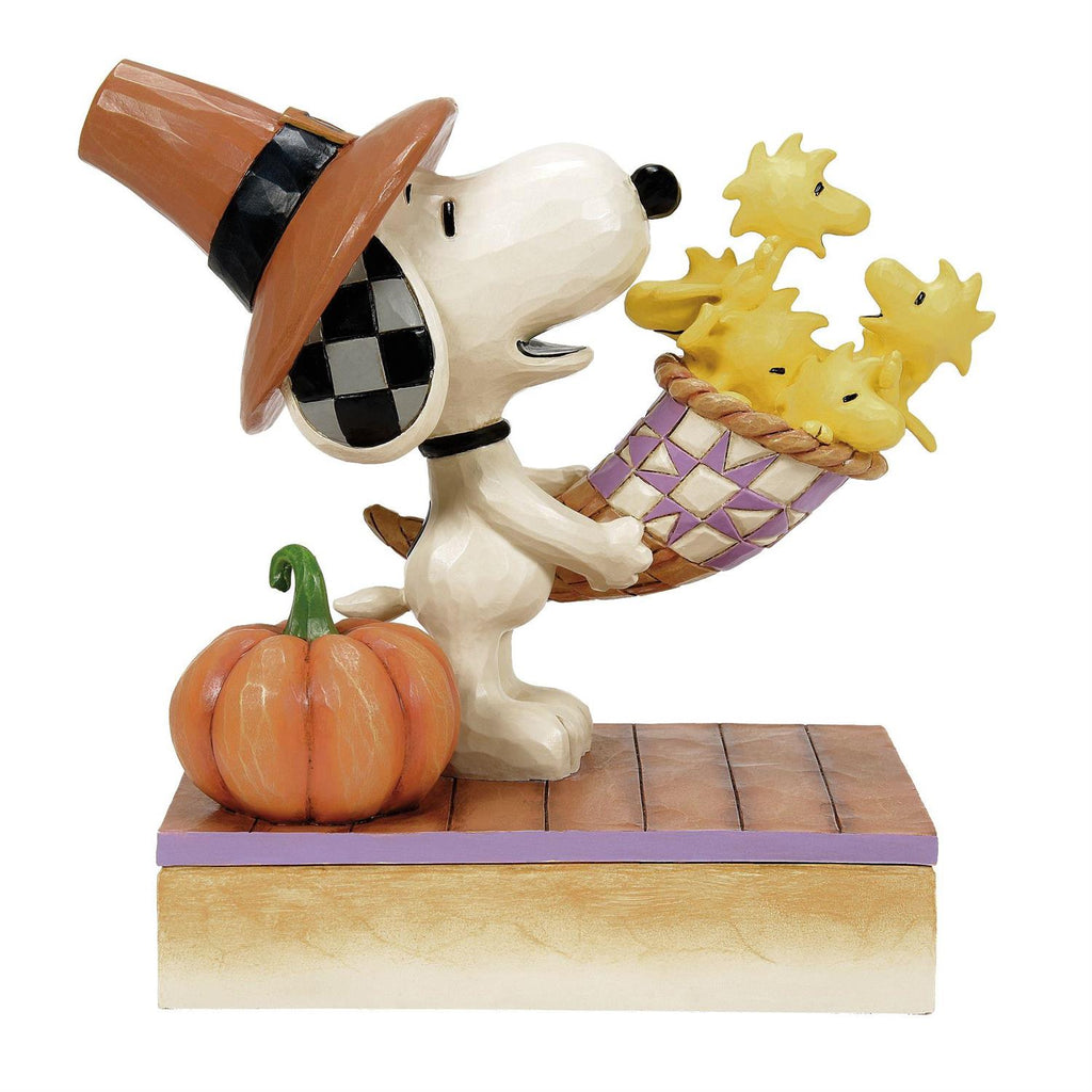 NEW! Coming Sept 22 Jim Shore Peanuts – Snoopy Cornucopia Thanksgiving Figurine (Harvest Happiness)