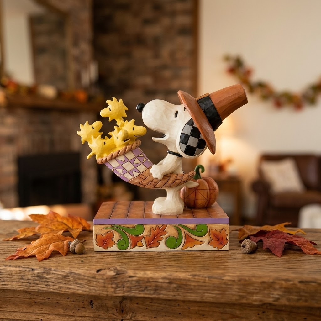 NEW! Jim Shore Peanuts – Snoopy Cornucopia Thanksgiving Figurine (Harvest Happiness)