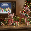 NEW - Vintage Christmas Reindeer Duo – Sparkly Nostalgic Holiday Set of 2