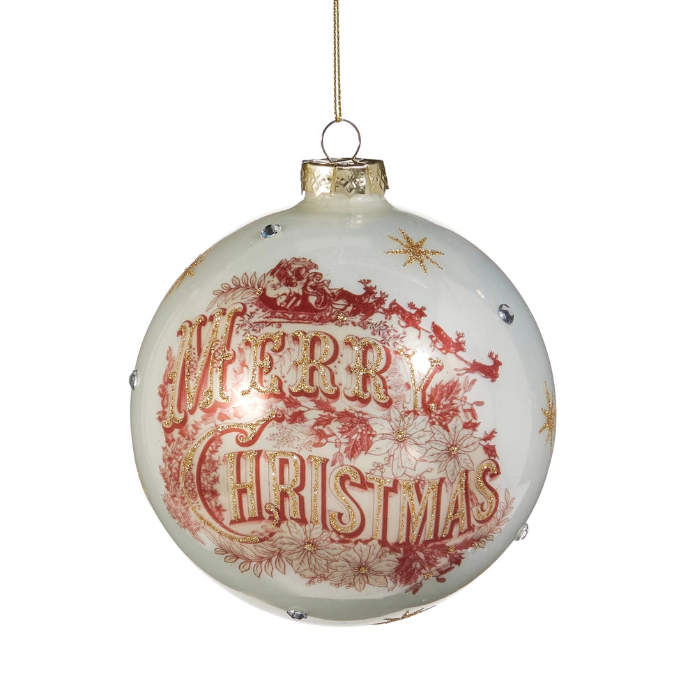 Merry Christmas Vintage Santa Glass Ornament Set – 3‑Piece -Available July 2026