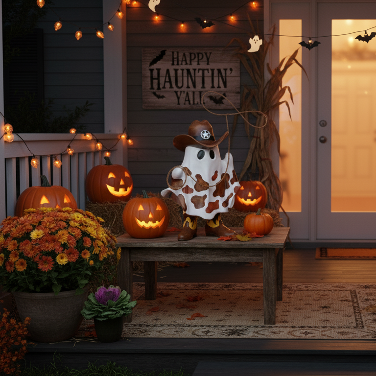 🤠 Halloween/Fall Roping Cowboy Ghost – 14" Resin Figurine - AVAILABLE AUG 2026