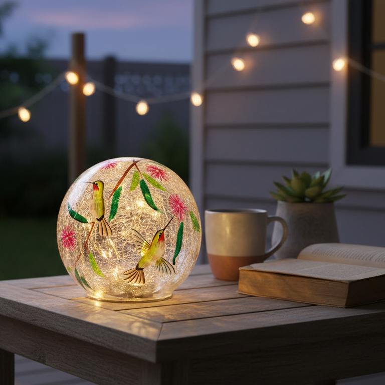 SOLD OUT! BACK IN STOCK JUNE 5TH  Beautiful Dancing Hummingbird Glass Orb with LED String Lights🌺🌺