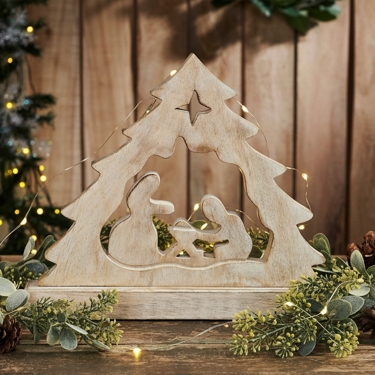 Manger Nativity Scene Wooden Figurine ✝️