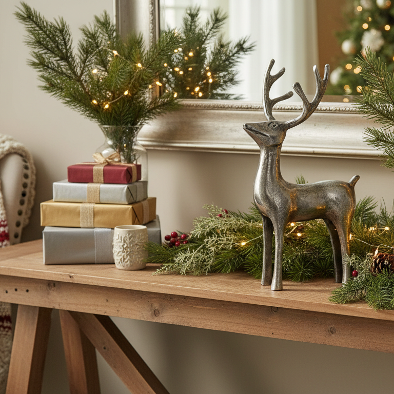 Pewter Reindeer Holiday Accent