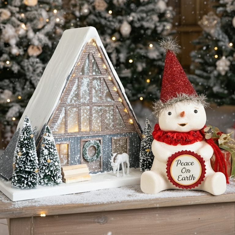 Peace on Earth Snowman Figurine – Holiday Collectible Décor