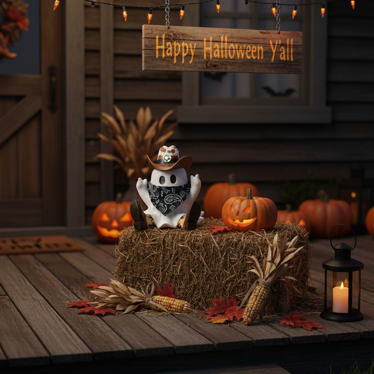Halloween/Fall Cowboy Ghost – 9" Resin Figurine 🤠- Available AUGUST 2026