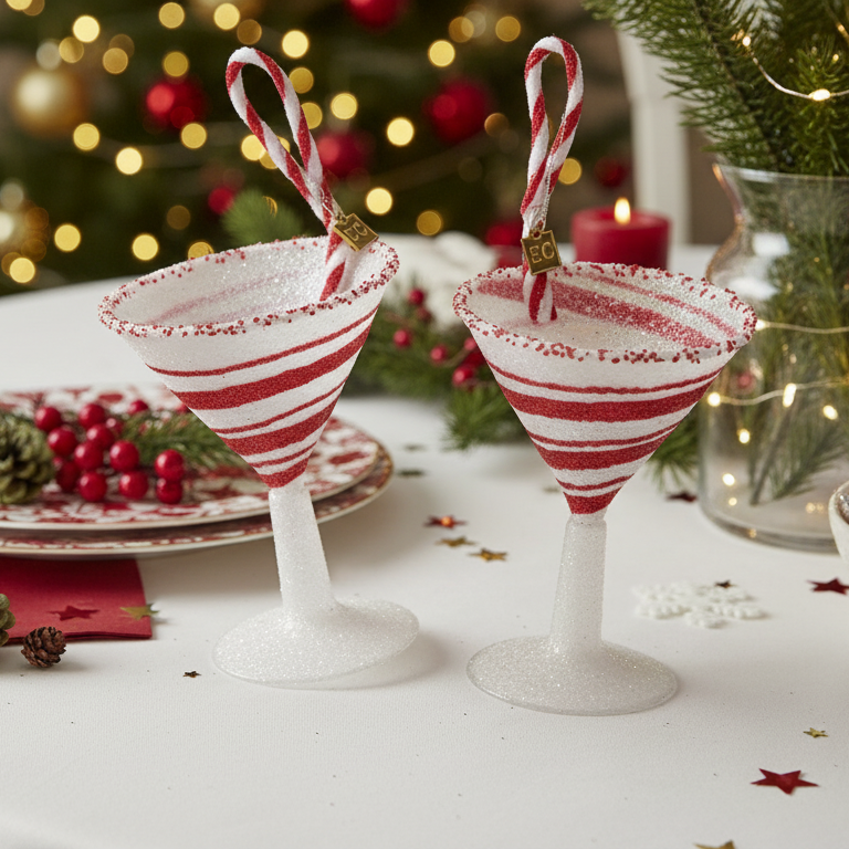 EC 6" Glitter Pop Peppermint Christmas Cocktail Ornament — Available July 2026