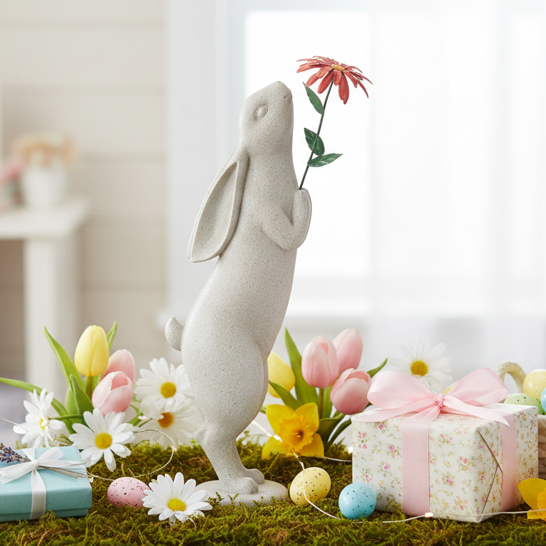 Seasonal Favorite – Sold Out - Stop & Smell the Flowers Bunny 14.5”H Resin Spring Figurine -