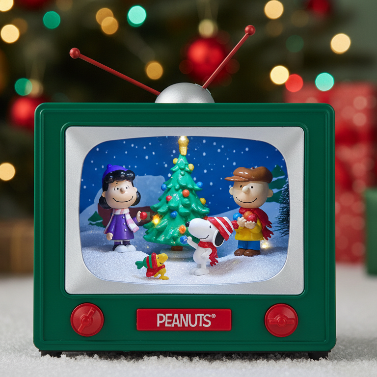 NEW🎅🎄 6" Battery‑Operated Peanuts® TV Scene Musical Table piece – Lighted & Musical