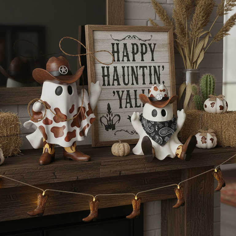 Halloween/Fall Cowboy Ghost – 9" Resin Figurine 🤠- Available AUGUST 2026