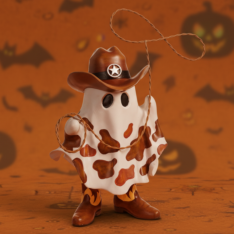 🤠 Halloween/Fall Roping Cowboy Ghost – 14" Resin Figurine - AVAILABLE AUG 2026