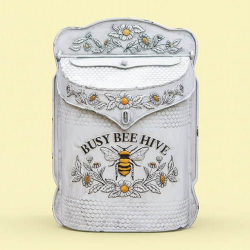 BEE LOVERS! Busy Bee Hive Vintage Metal Mailbox – Distressed Cottage Farmhouse Charm🐝