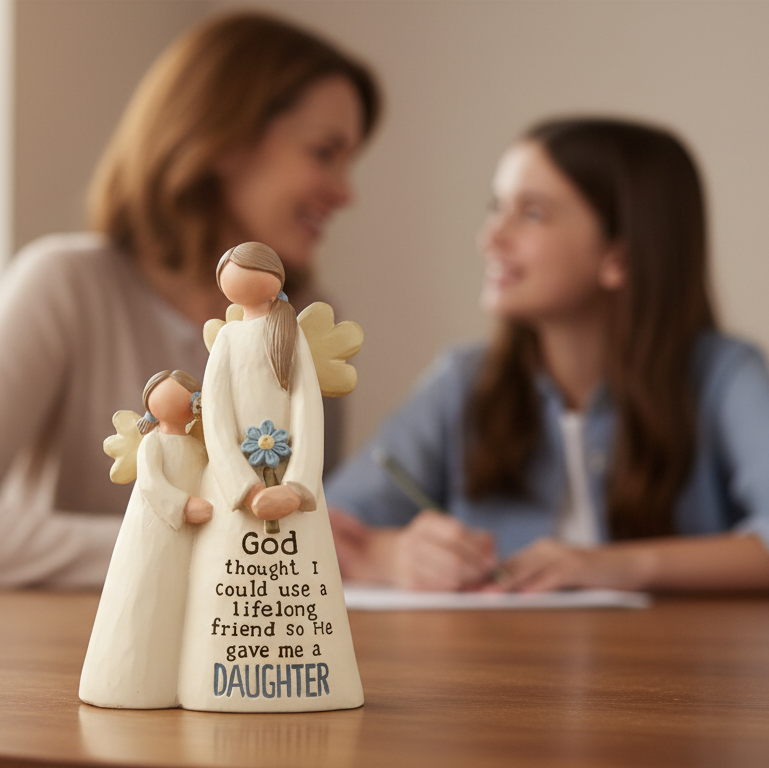 NEW ITEM - A Daughter Is a Lifelong Friend – Mother & Daughter Angel Figurine-Beautiful Daughter Gift💐🌸