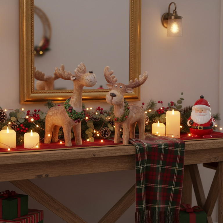 Little Reindeer with Wreath – 9" Whimsical Holiday Companion