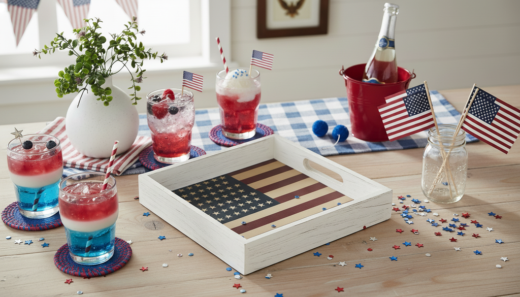 USA Patriotic Vintage USA Flag Decorative Tray ❤️🤍💙