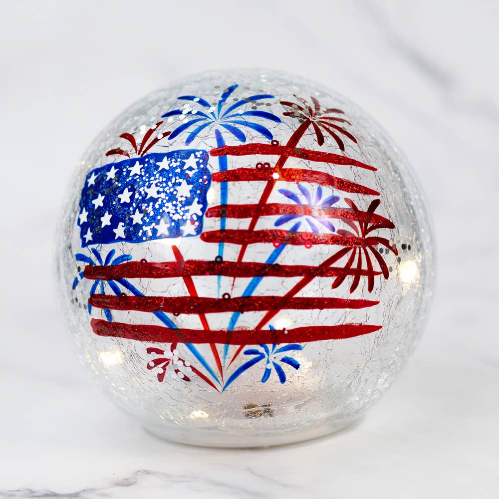 BACK in STOCK ! ~ AVAILABLE NOW! Fireworks LED Glass Orb – Patriotic Red, White & Blue🎆🎇❤️🤍💙