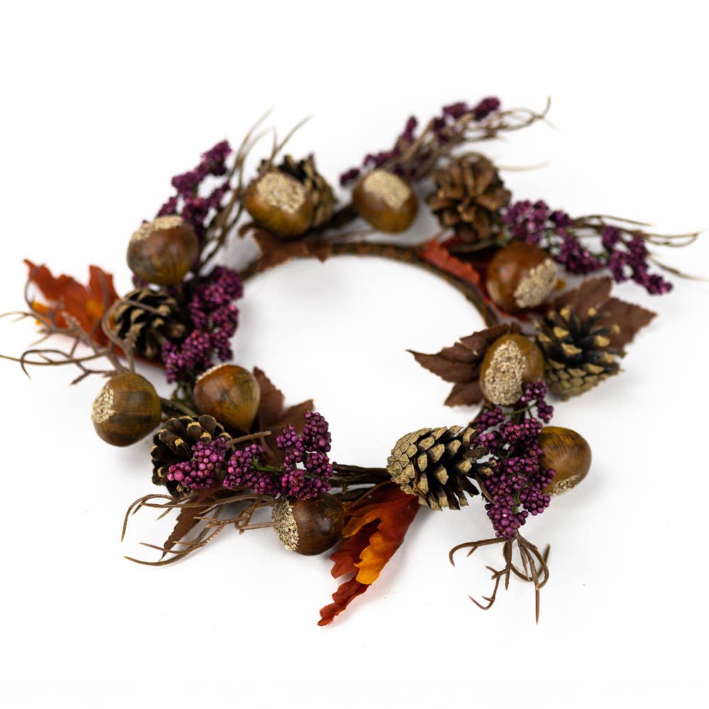 Harvest Acorns & Branches Candle Ring – Fall Home Decor🍂🍂
