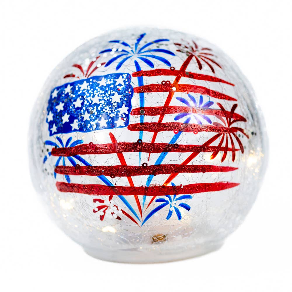 BACK in STOCK ! ~ AVAILABLE NOW! Fireworks LED Glass Orb – Patriotic Red, White & Blue🎆🎇❤️🤍💙