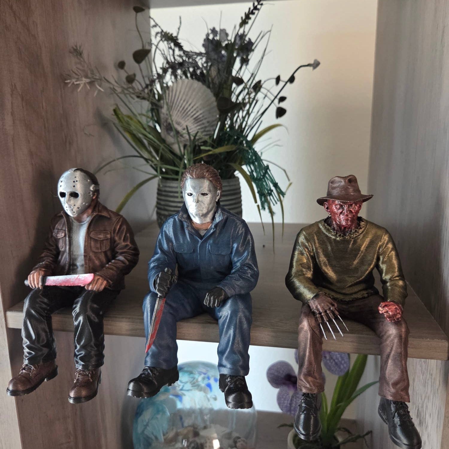 Horror Shelf Sitters – Jason, Michael & Freddy | Hand-Painted 3D Figures - SET of 3🎃🧟
