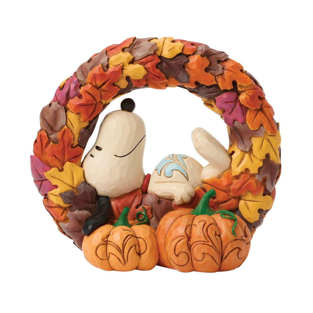 NEW ITEM - 🍂🍂🍂Snoopy on Fall Wreath Figurine – Jim Shore Peanuts “Layers of Autumn” (6”H)