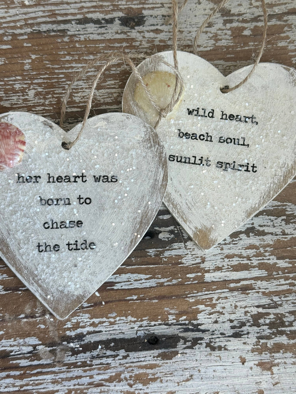 Wild Heart, Beach Soul, Sunlit Spirit Heart Ornament – One‑of‑a‑Kind Shell Accent