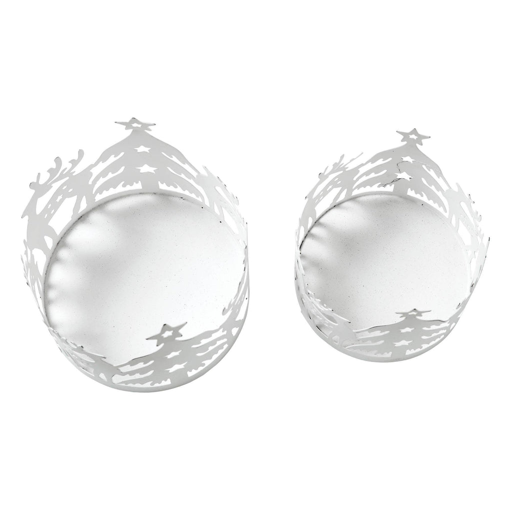 Winter Reindeer White Metal Candle Holder Set of 2 - ❄️🌲❄️
