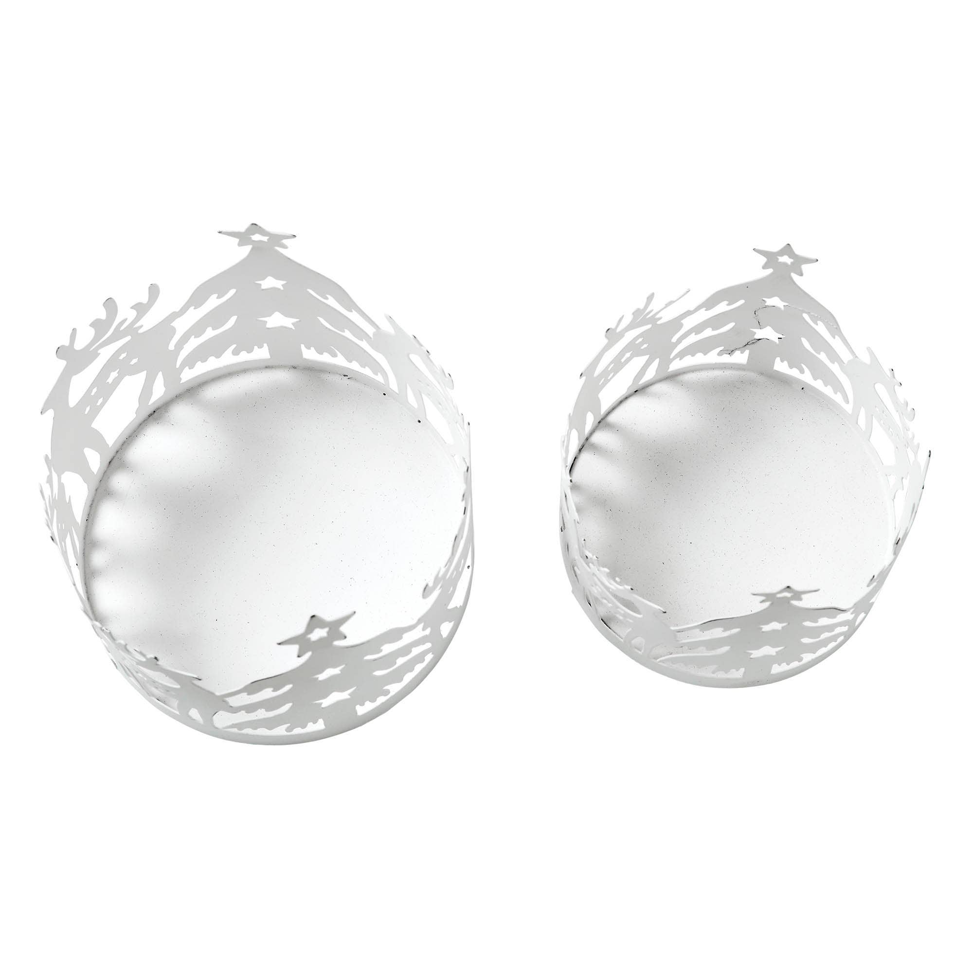 Winter Reindeer White Metal Candle Holder Set of 2 - ❄️🌲❄️