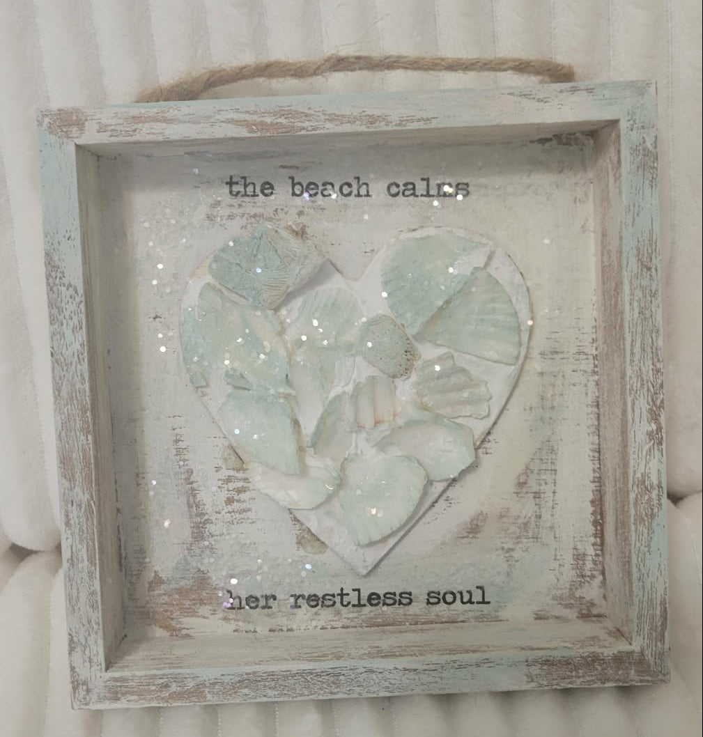 Coastal Shell Mosaic Heart Sign