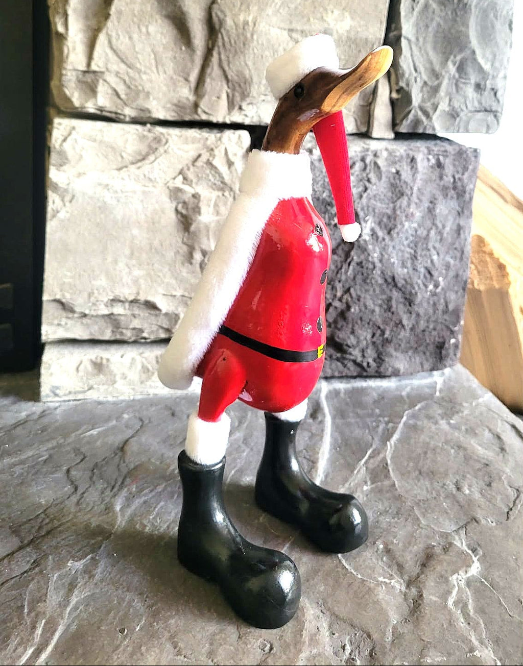 NEW - ADORABLE & Whimsical - Hand-Made & Hand‑Painted Wooden Santa Duck – Limited Edition🦆🎅