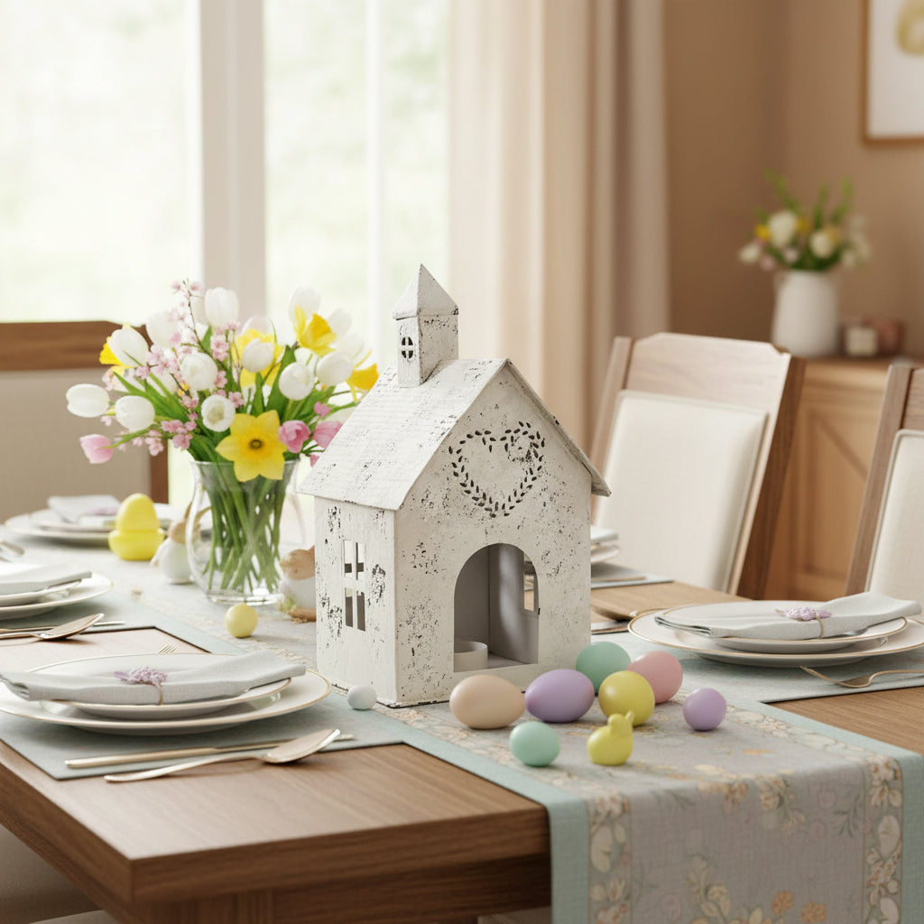 Cottage Village Heart Tealight House – 🌟🕯️🤍