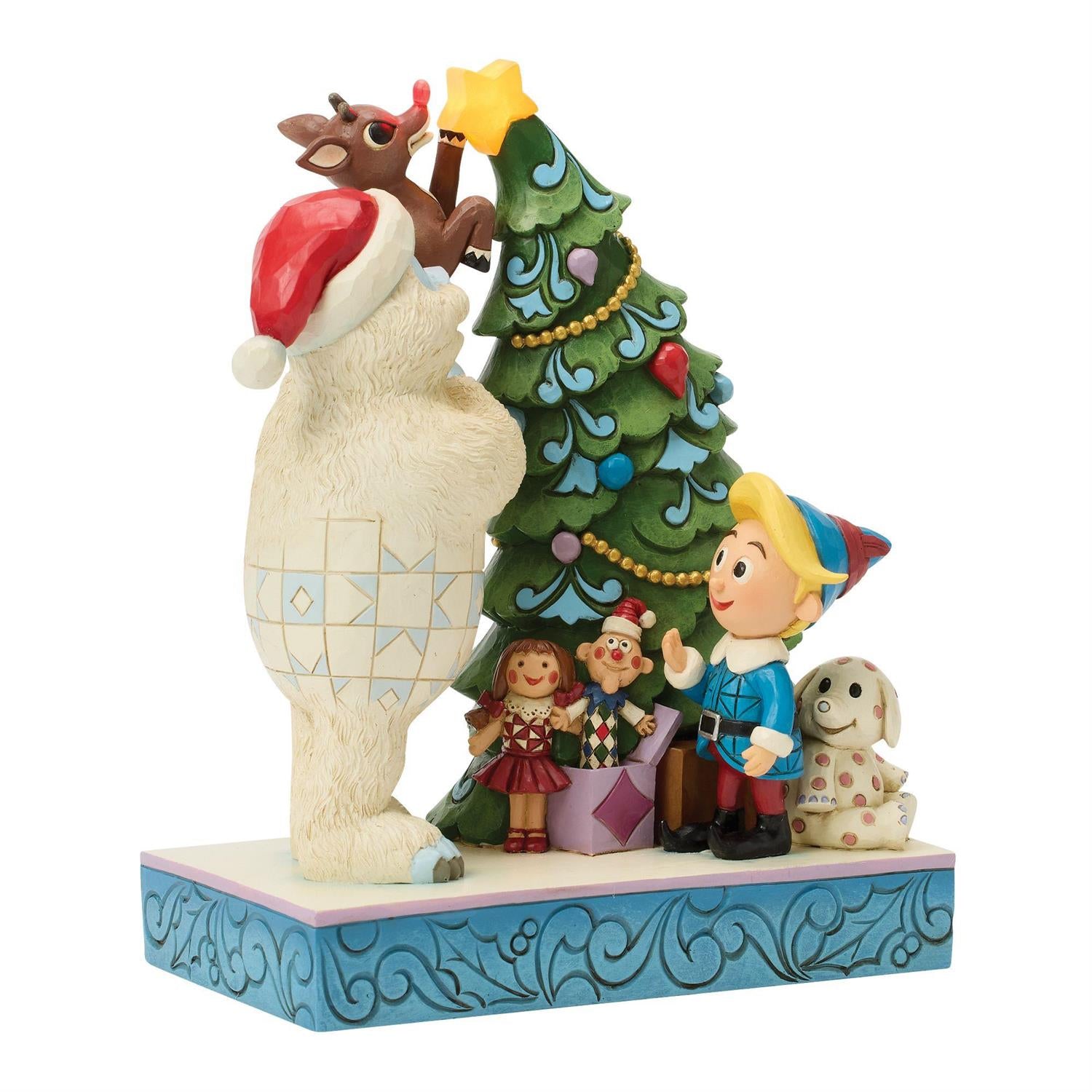 NEW ITEM 🎄- Bumble Holding Rudolph by Christmas Tree – Jim Shore Rudolph Traditions (8.46”H)