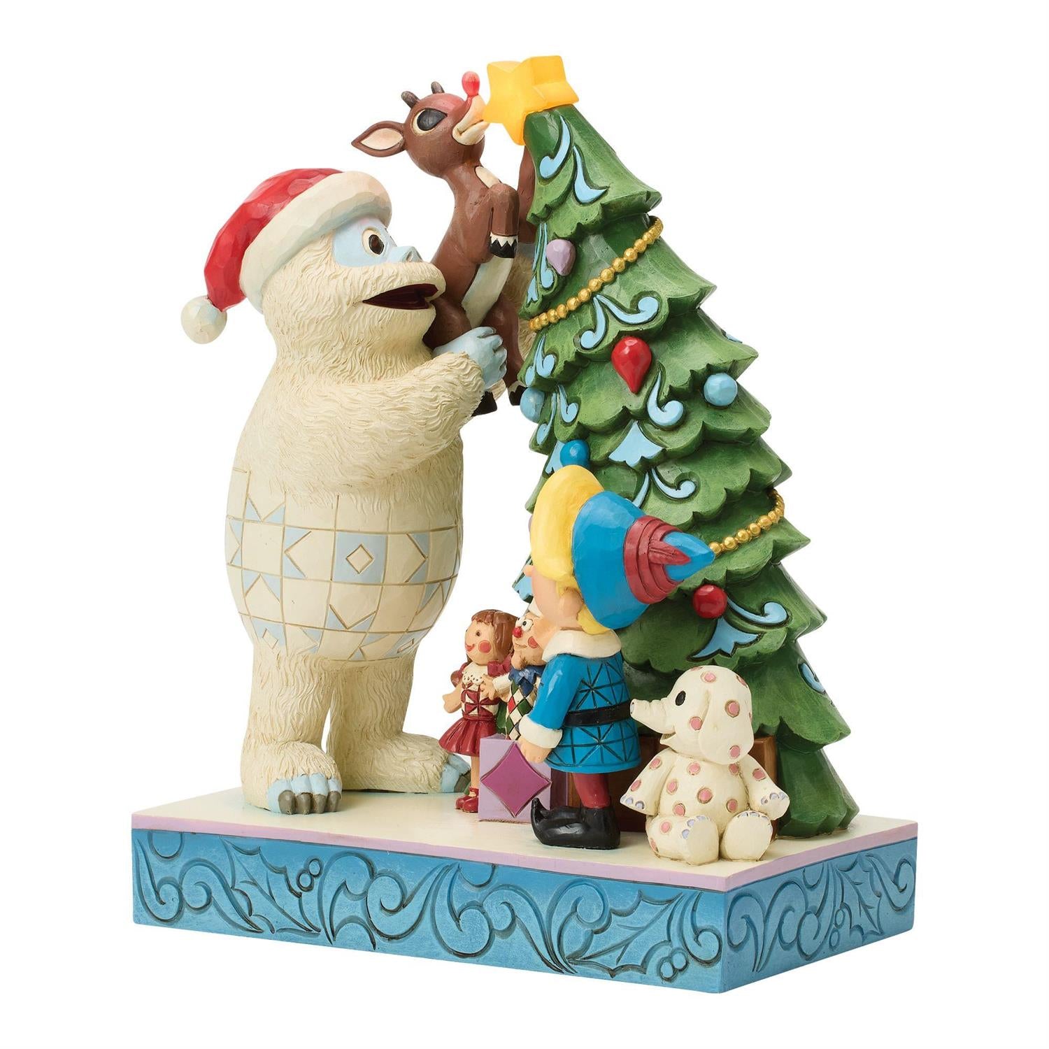 NEW ITEM 🎄- Bumble Holding Rudolph by Christmas Tree – Jim Shore Rudolph Traditions (8.46”H)