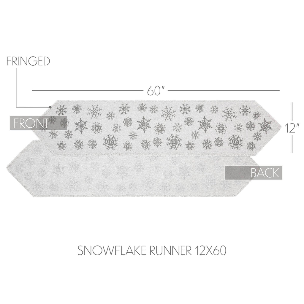 Yuletide Burlap Antique White Snowflake Runner – Elegant Winter Table Runner 12x60