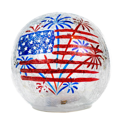 BACK in STOCK ! ~ AVAILABLE NOW! Fireworks LED Glass Orb – Patriotic Red, White & Blue🎆🎇❤️🤍💙