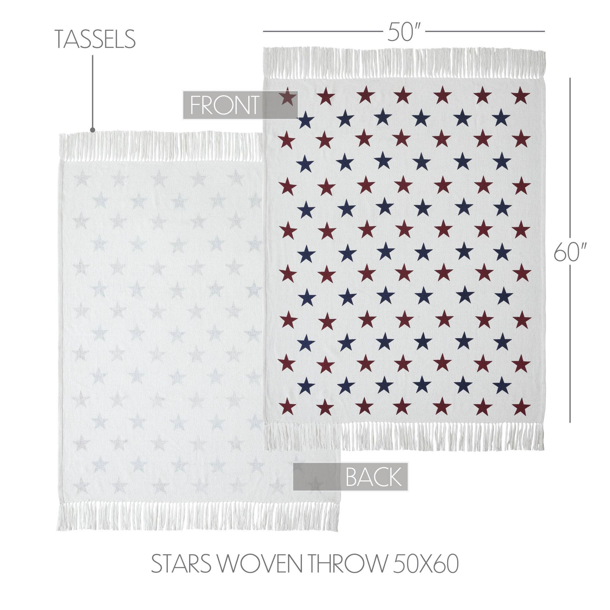 SOLD OUT  — Patriotic Stars Woven Throw Blanket – 50x60 Americana Tassel Throw ❤️ 🤍 💙