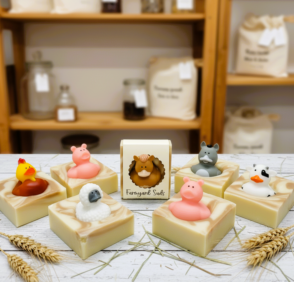 Farmyard Friends Kids’ Soap Bars Set of 4🐮w/Barnyard Buddy