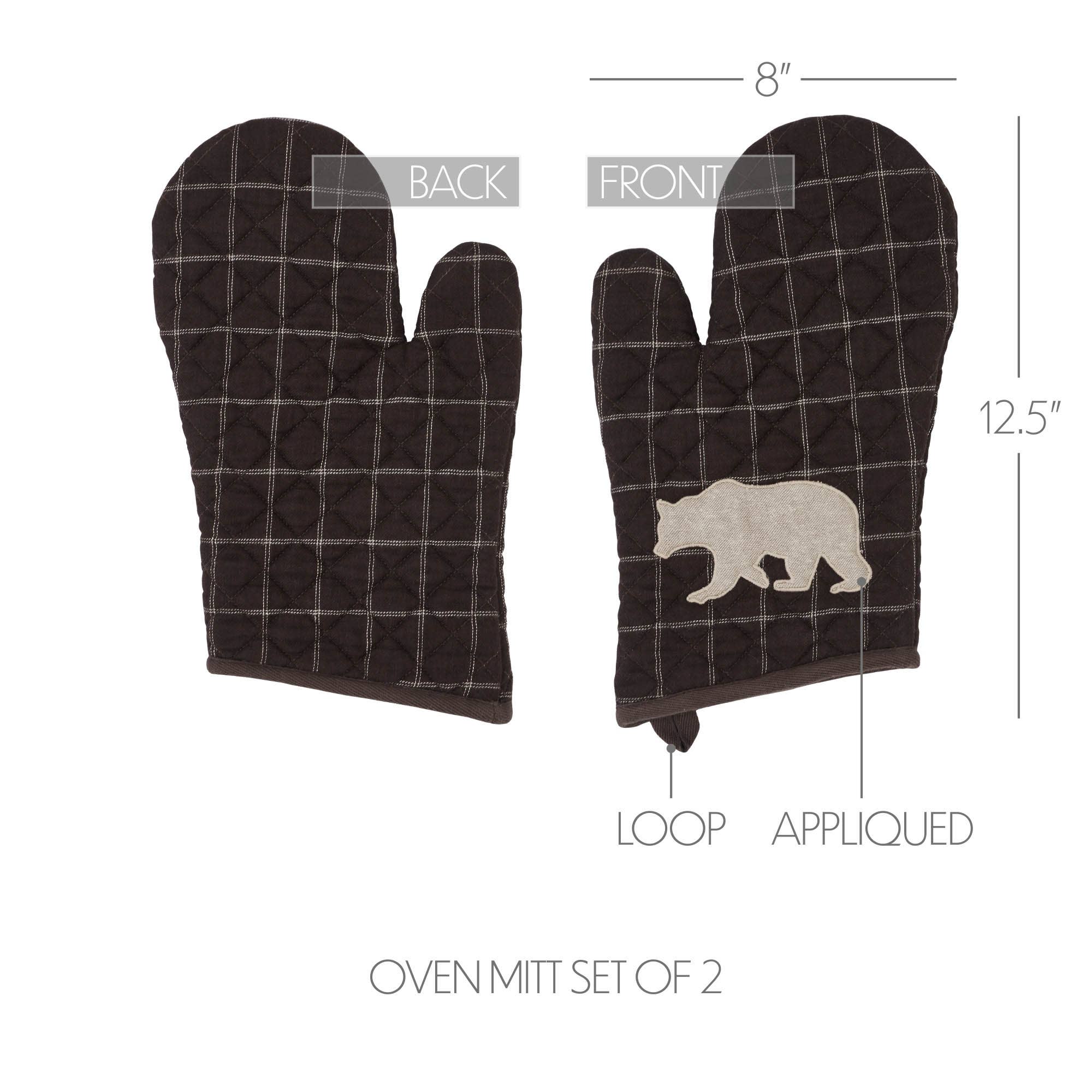 Wyatt Bear Oven Mitt Set – Rustic Cabin Plaid Mitts 🐻