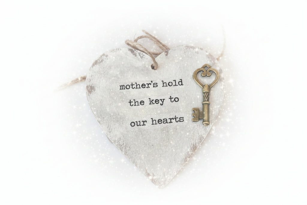 Hand‑Painted Mom Heart Keepsake – Farmhouse Wood Ornament