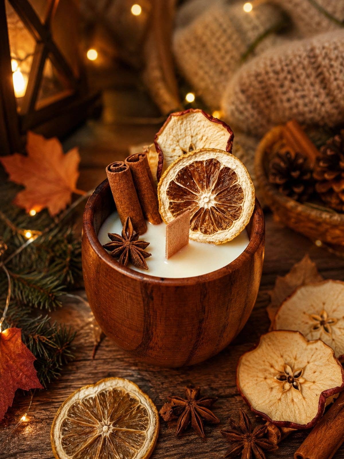 Cozy Spiced Candle ~ Pumpkin Spice or Cinnamon Leaf Scents  3 x 3 x 2.5 in~Adorable!🍂🍎🍂🍎🎃