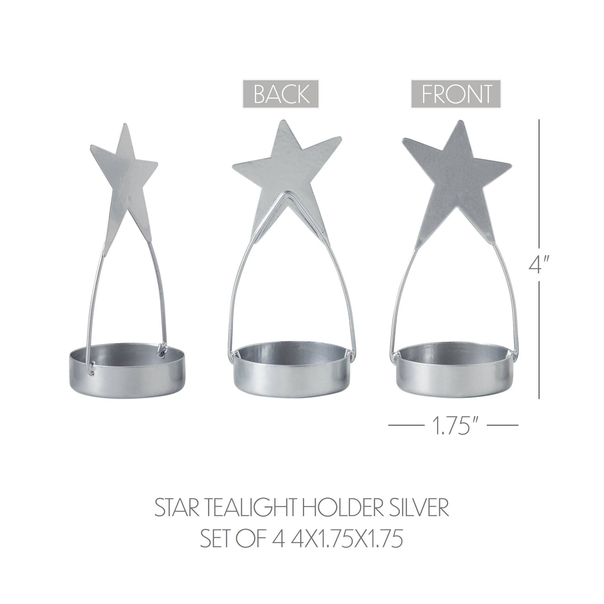 Silver Star Tealight Holder Set – Festive Patriotic Candle Holders (Set of 4) ✨