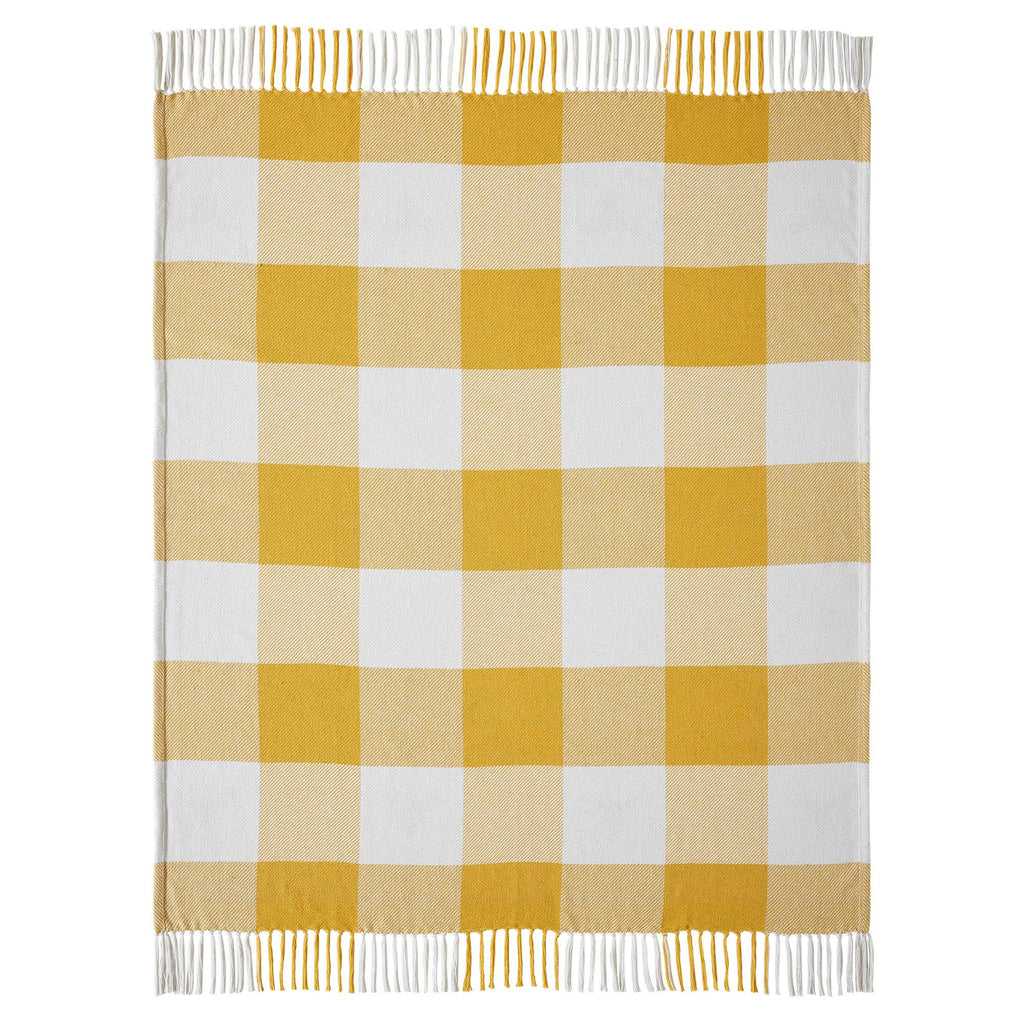 Vintage Yellow Bee Check Woven Throw – Cozy Cottage Blanket 50x60 🐝BACK IN STOCK