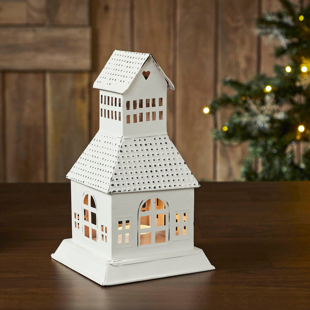 Antique White Village House Tealight Holder – Cozy Cottage Lantern🕯️
