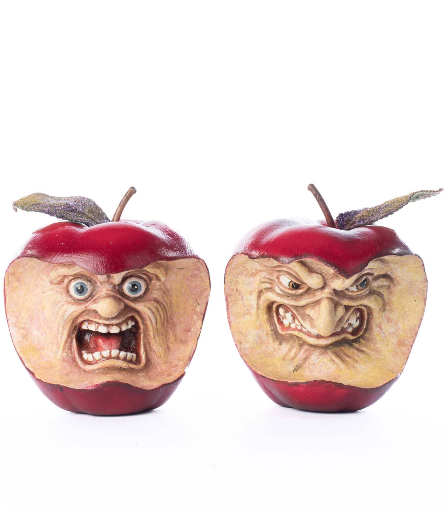 🍎Naughty Boys - Toxic Terry & Noxious Nelson Apples – Hand‑Painted Resin Pair🍎🍎 Katherine's Collection