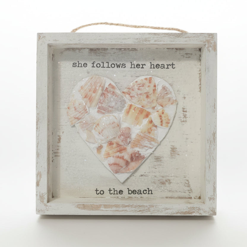 Coastal Shell Mosaic Heart Sign