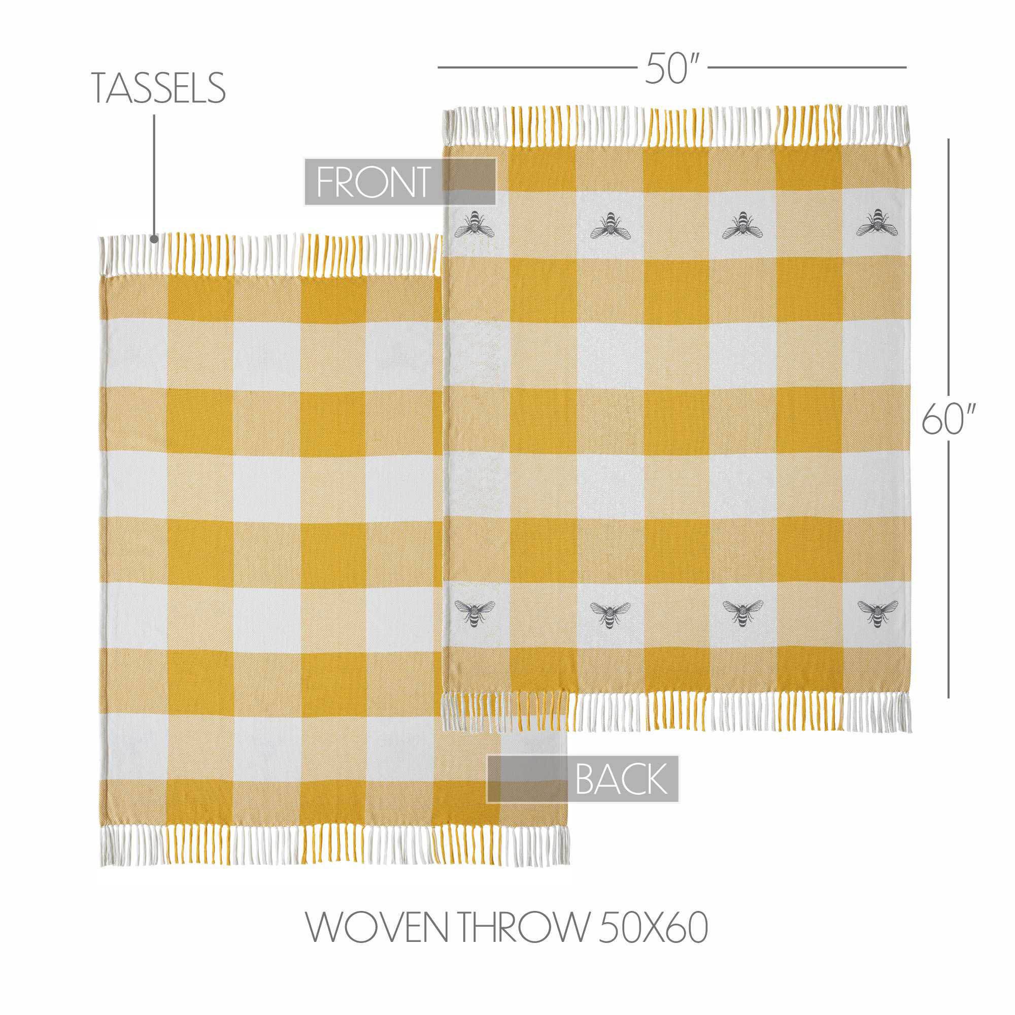 Vintage Yellow Bee Check Woven Throw – Cozy Cottage Blanket 50x60 🐝BACK IN STOCK