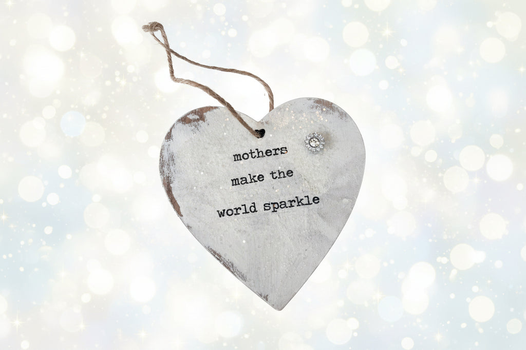 Hand‑Painted Mom Heart Keepsake – Farmhouse Wood Ornament